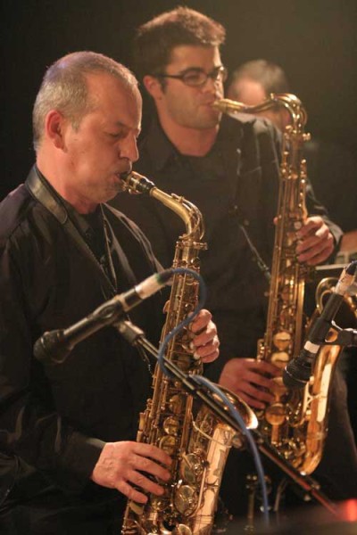 Nicola Orioli and Florian Reber with "Alain Della Maestra & Edition Speciale Tentet" at Amr, Sud Des Alpes, Geneva, Switzerland,