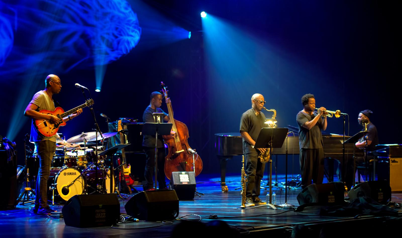 Lionel Loueke, Derrick Hodge, Marcus Strickland, Ambrose Akinmusire and Robert Glasper with Blue Note 75 at the Montreal International Jazz Festival 2016