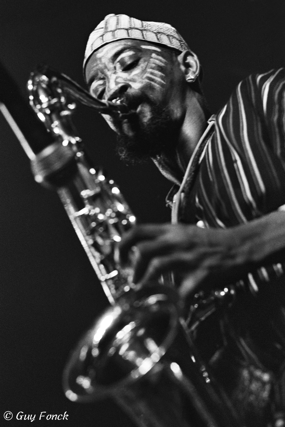 Joseph Jarman (14.09.1937 - 09.01.2019). Joseph Jarman with the Art Ensemble Of Chicago 02.08.1980 at the Gouvy Jazz Festival Gouvy Belgium.