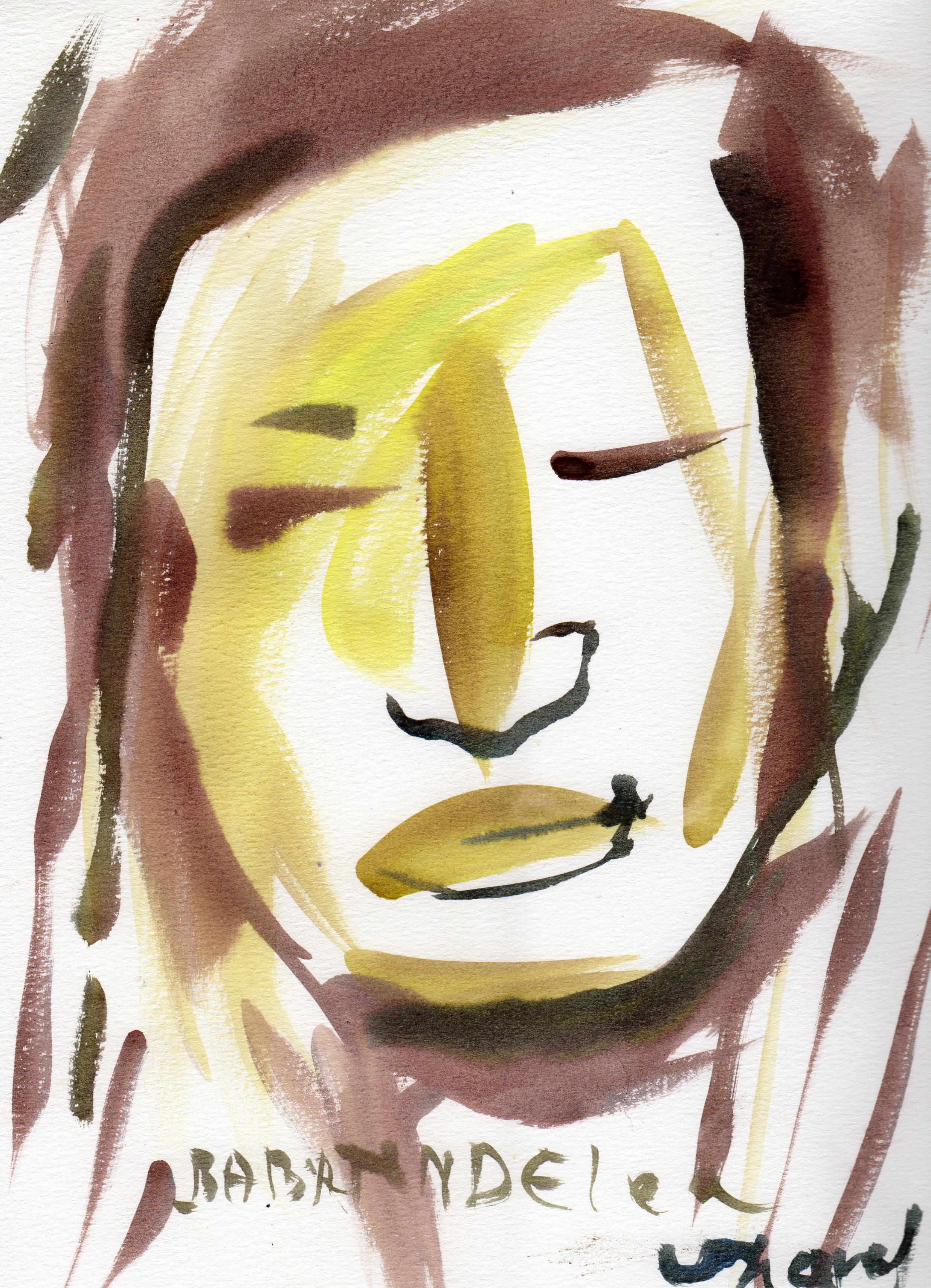 Babatunde Lea Sitting in at Helene Attia's Gig Anna's Jazz Island Watercolor