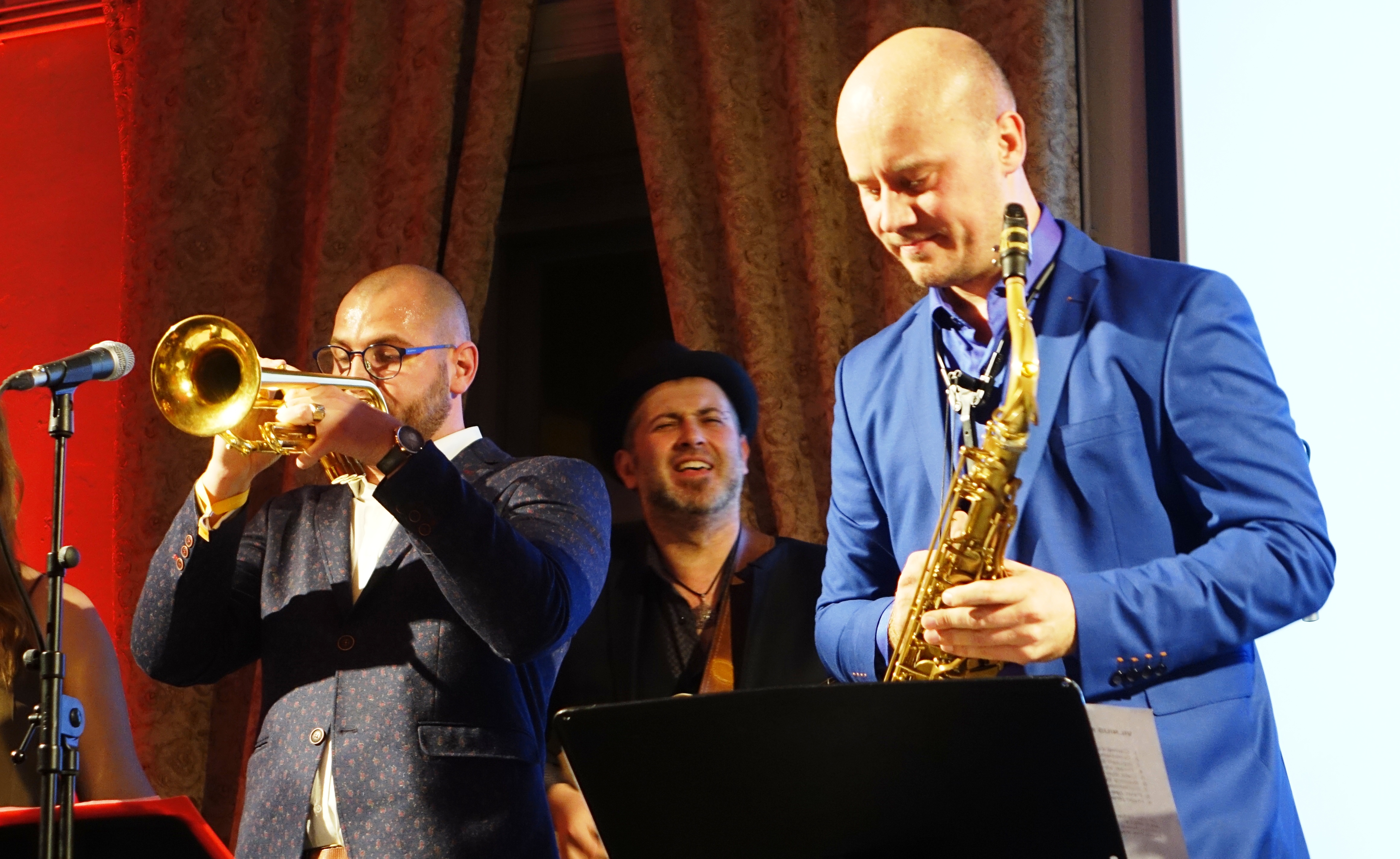 Oskars Ozoliņš, Elvijs Grafcovs and Māris Jēkabsons at Vilnius Mama Jazz Festival in November 2017