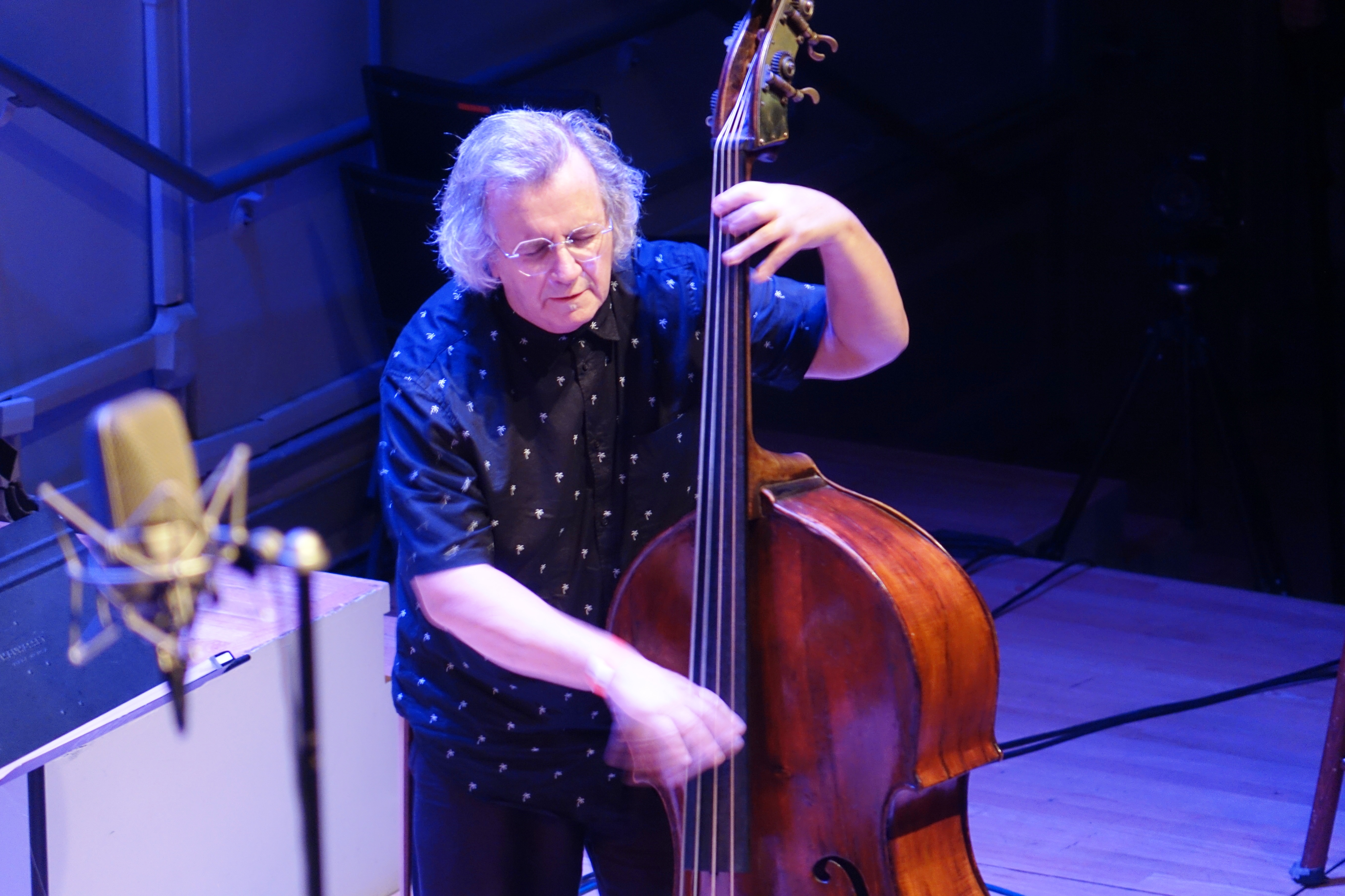 Michael Bisio at the Vision Festival in Roulette, Brooklyn in June 2019