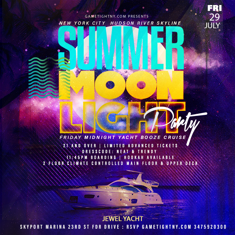 Nyc Summer Moonlight Jewel Yacht Midnight Yacht Friday Party 2022