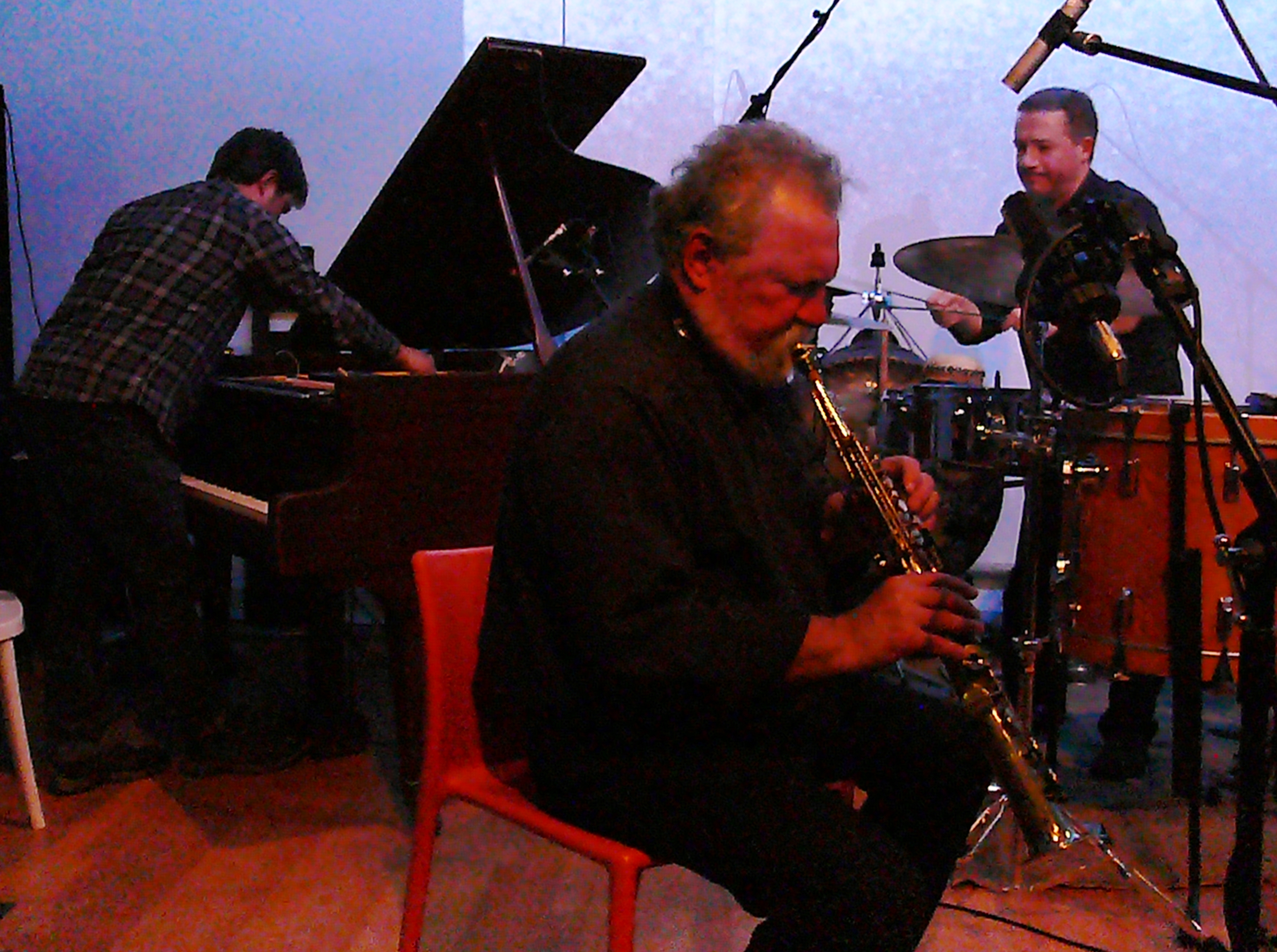 Sebastien Lexer, Evan Parker and Mark Sanders at Iklectik, London in November 2016