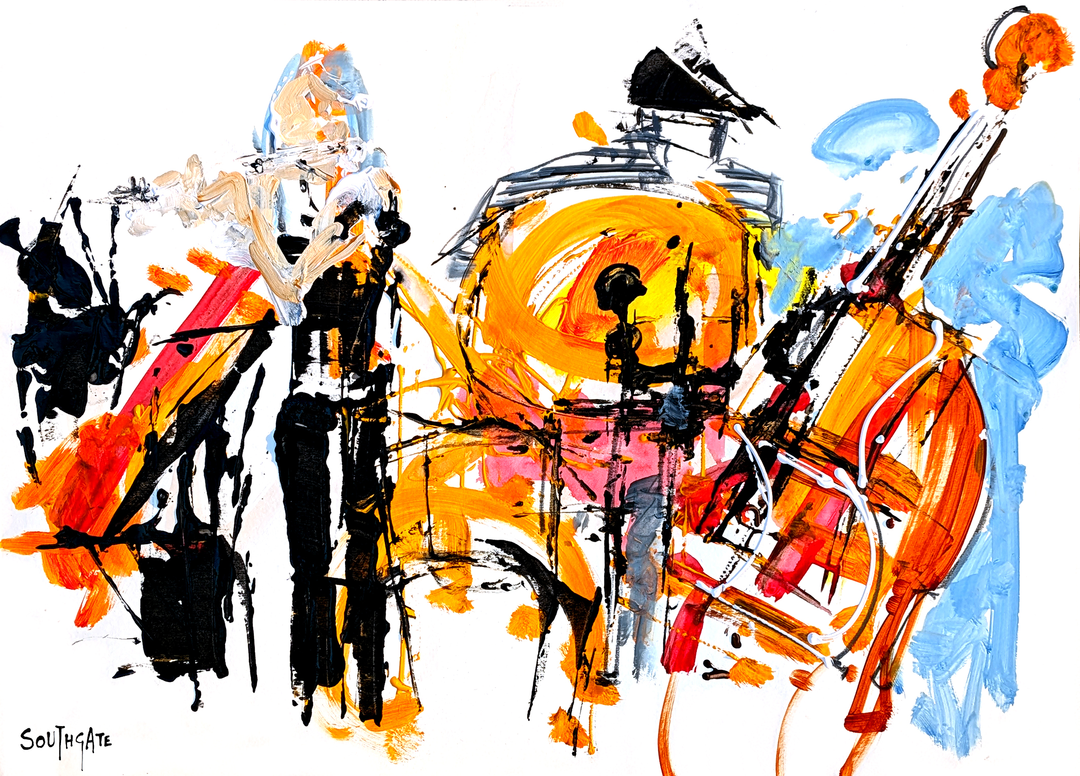 Antila-Sauros Wonderful Quartet, as painted by Gina Southgate, live at Telakkalive at Telakka Jazz 2025 in Tampere, Finland