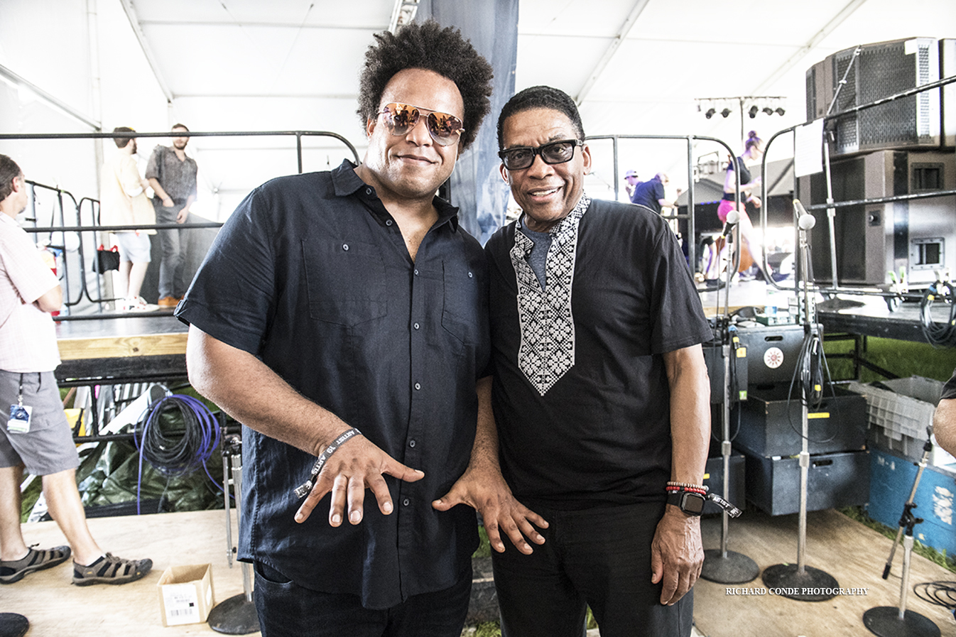 Eric Lewis and Herbie Hancock at the 2019 Newport Jazz Festival