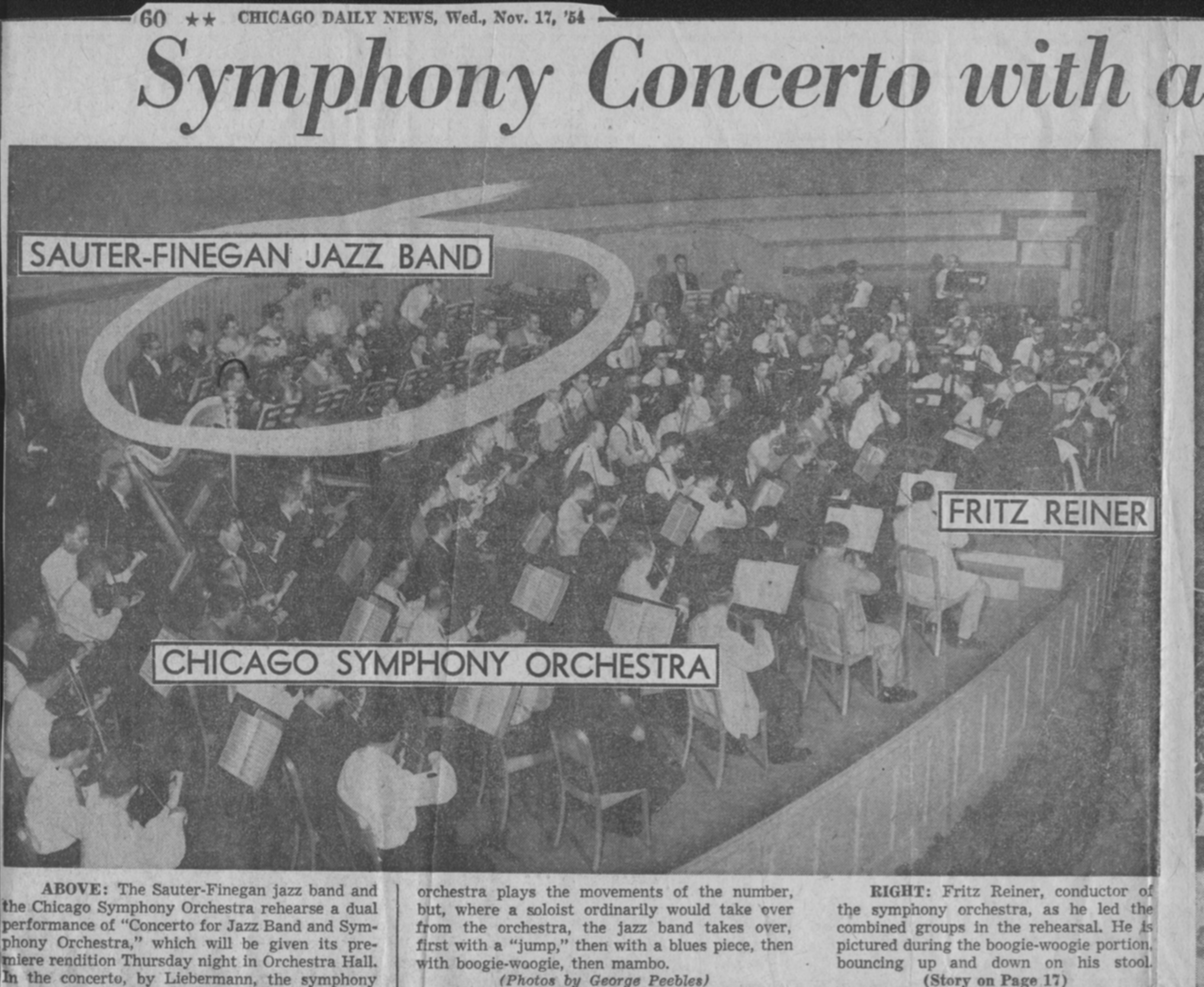 Sauter-Finegan and Chicago Symphony Newspaper clip