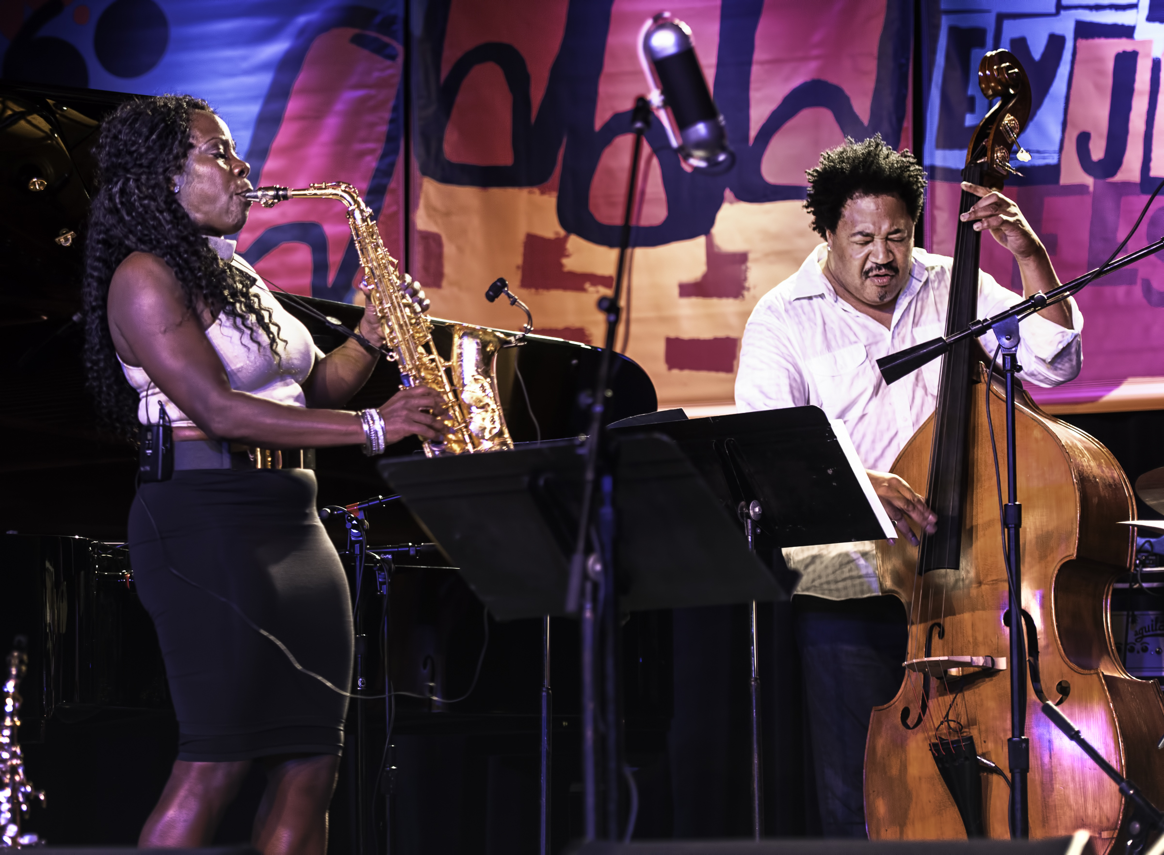 Tia Fuller and James Genus with the Tia Fuller Quintet at the Monterey Jazz Festival