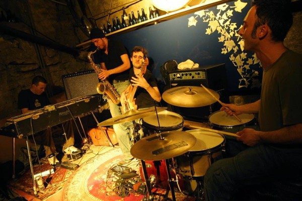 Francesco Miccolis, Alex Allflat, Guillaume Perret and Marc Mean During a Jam Session with "Francesco Miccolis, Guillaume Perret