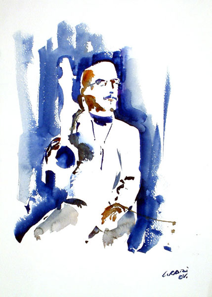 Michael Brecker 36x50 CM - Watercolor on Paper 300 GR/MQ - Live at the Concert Feb 2004 Bergamo Teatro Donizzetti