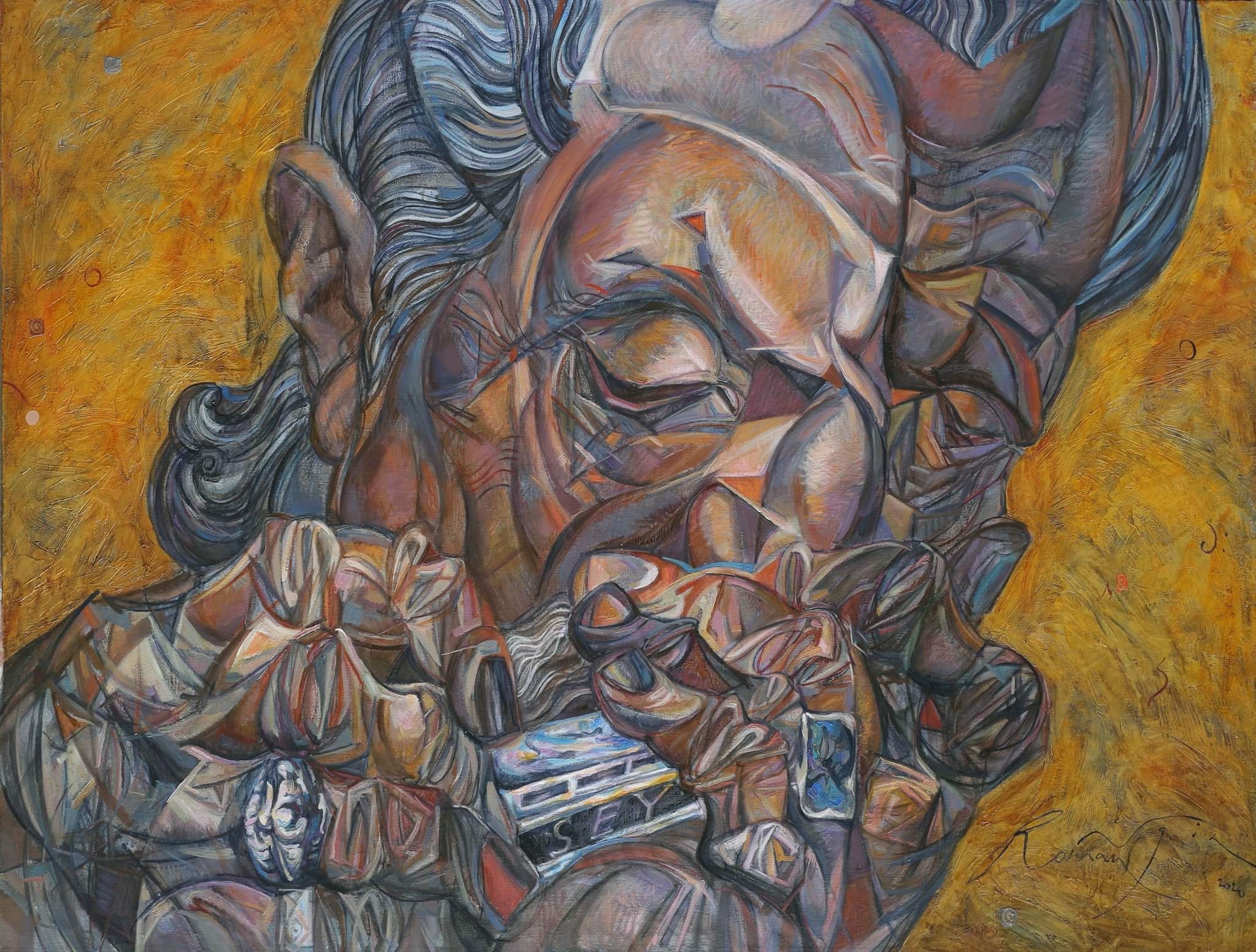 CHARLIE MUSSELWHITE. 115X150cm. oil on canvas, artist ROMAN NOGIN