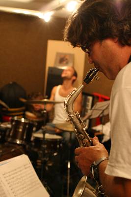 Stefano Saccon and Cyril Regamey During a Rehersal for the Group "Stratometric", Geneva, Switzerland, 2005