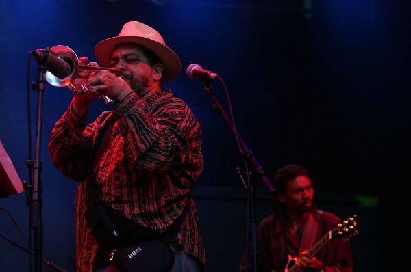 Rasul Siddik and Herve Samb with "David Murray and the Gwo Ka Masters", Scene Ella Fitzgerald, Parc la Grange, Musiques En Ete,