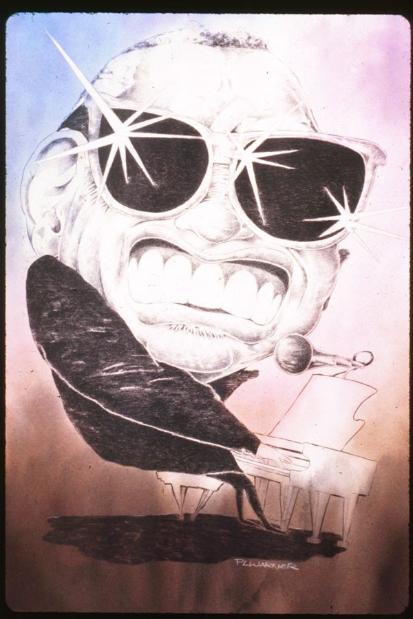 Ray Charles, Framed, 21x29", Watercolor/Charcoal, $800