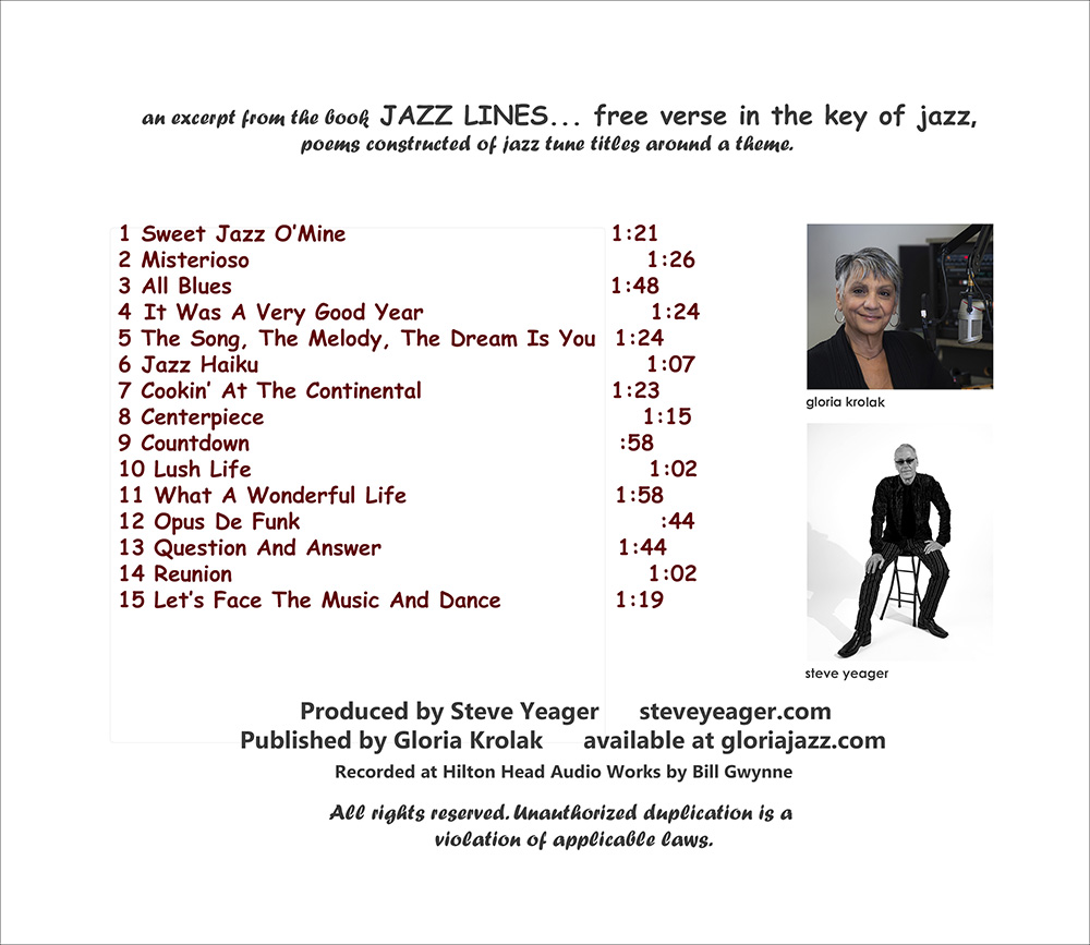 Jazz Lines Spoken, rear cover