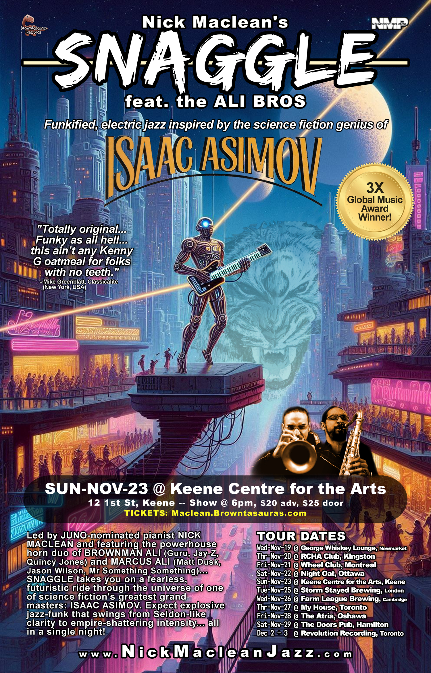 Nick Maclean's SNAGGLE Feat The ALI BROS: An Asimov-inspired Jazz-funk Journey (keene)