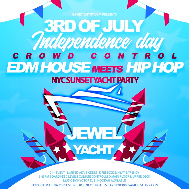 Jewel Yacht Edm House Meets Hip Hop 3rd Of July Crowd Control Sunset Party