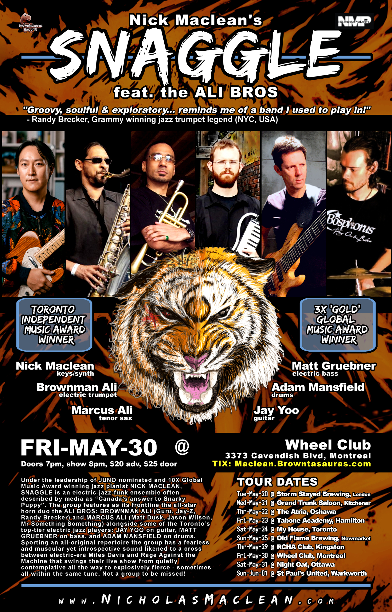 NICK MACLEAN'S SNAGGLE Feat. The ALI BROS -- Award-winning Electric Jazz (montreal)