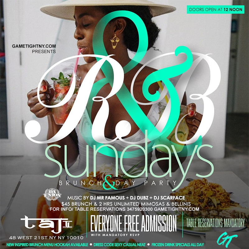 R&b Sundays Bottomless Brunch Party At Taj Lounge Nyc