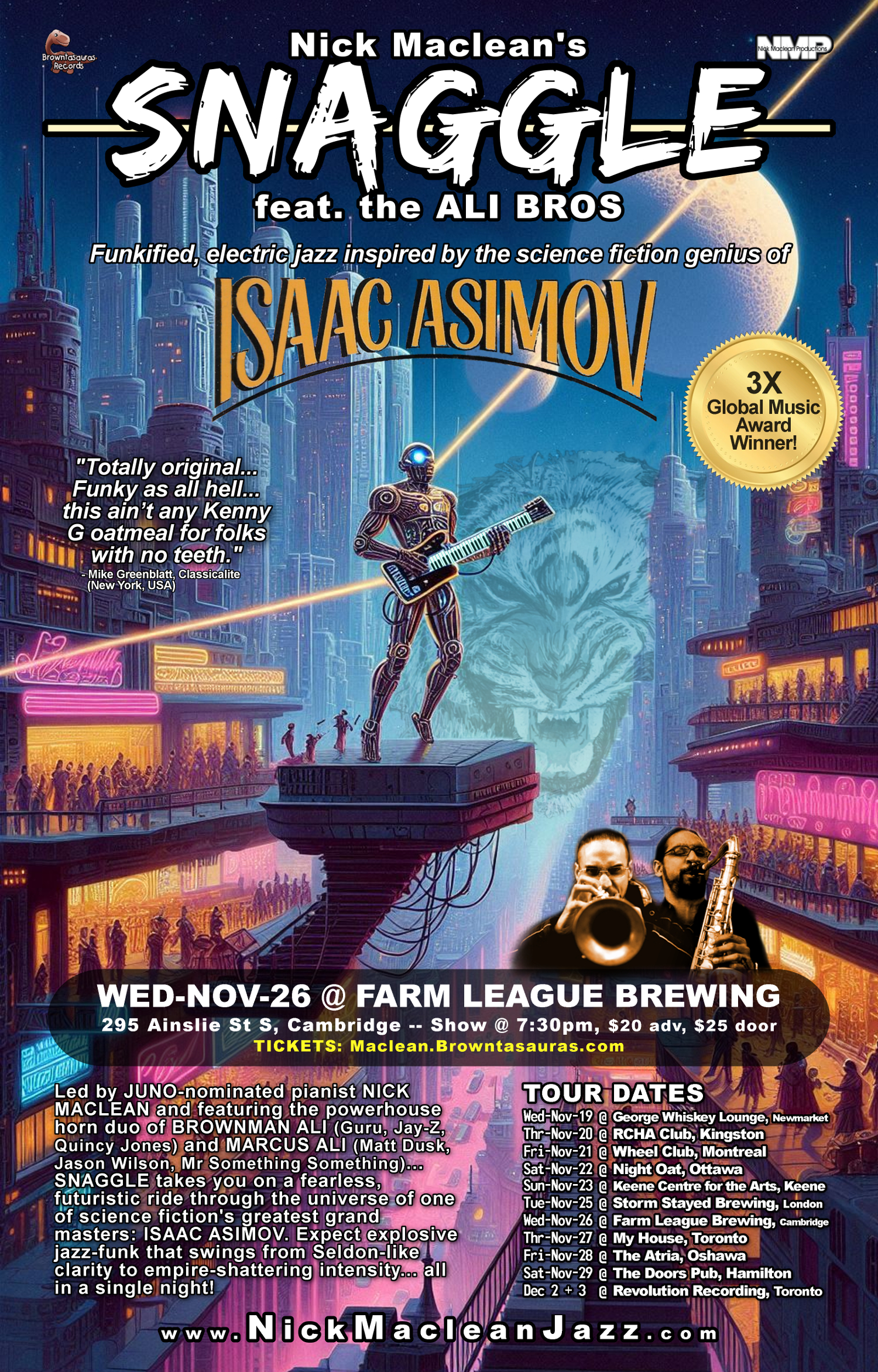 Nick Maclean's SNAGGLE Feat The ALI BROS: An Asimov-inspired Jazz-funk Journey (cambridge)