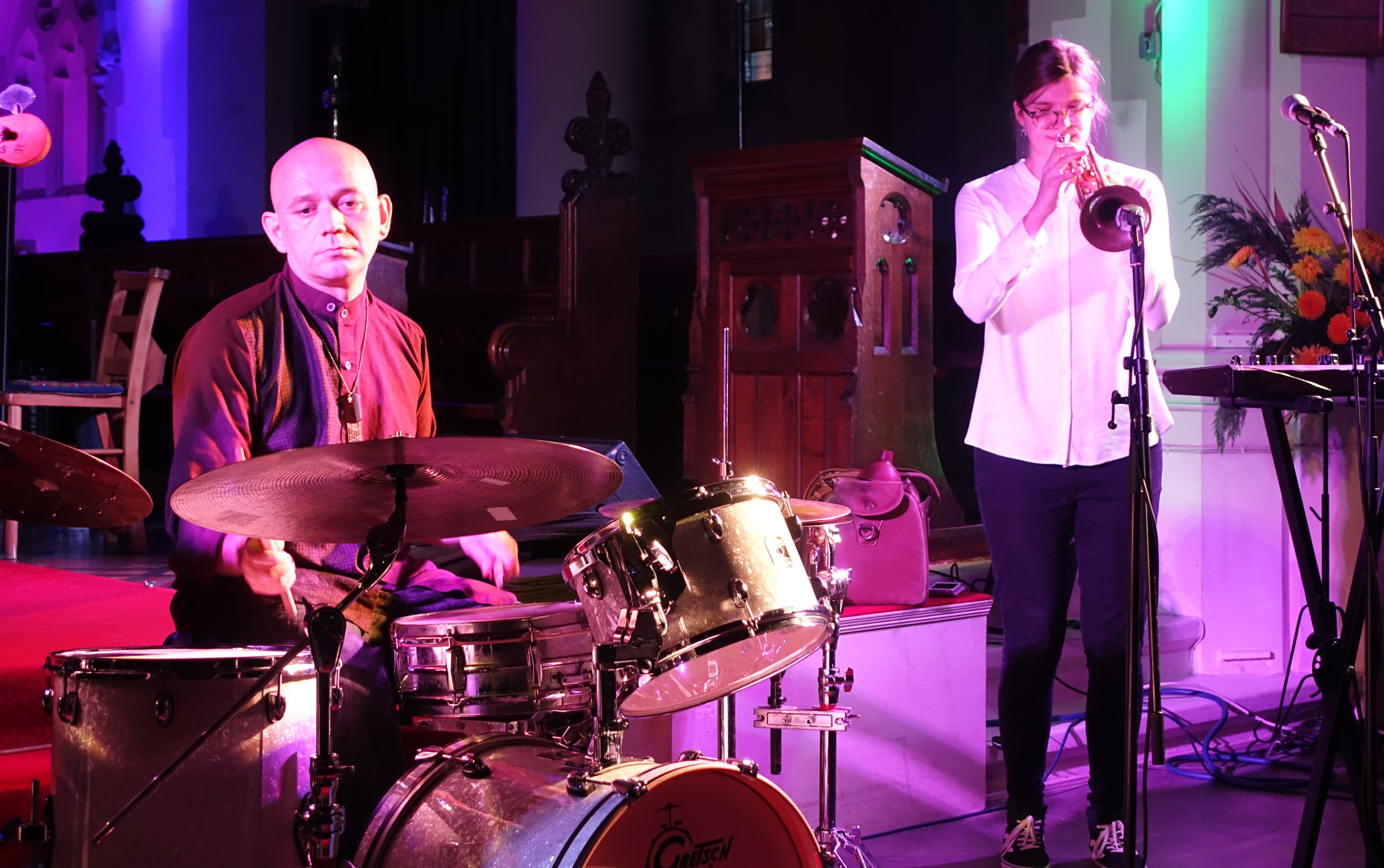 Seb Rochford and Laura Jurd at Brighton Alternative Jazz Festival in October 2018