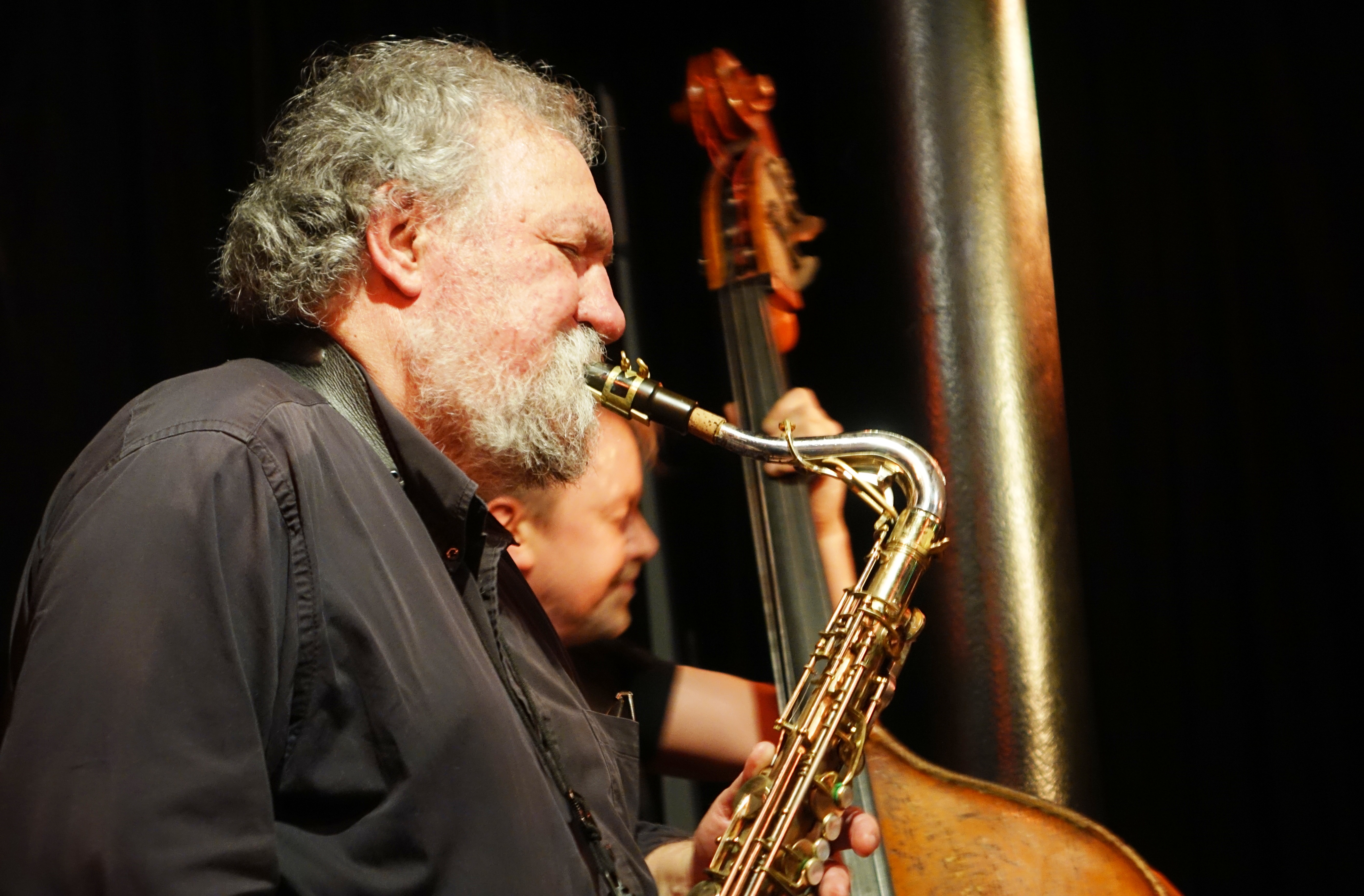 Evan Parker and John Edwards at the Vortex, London in January 2018