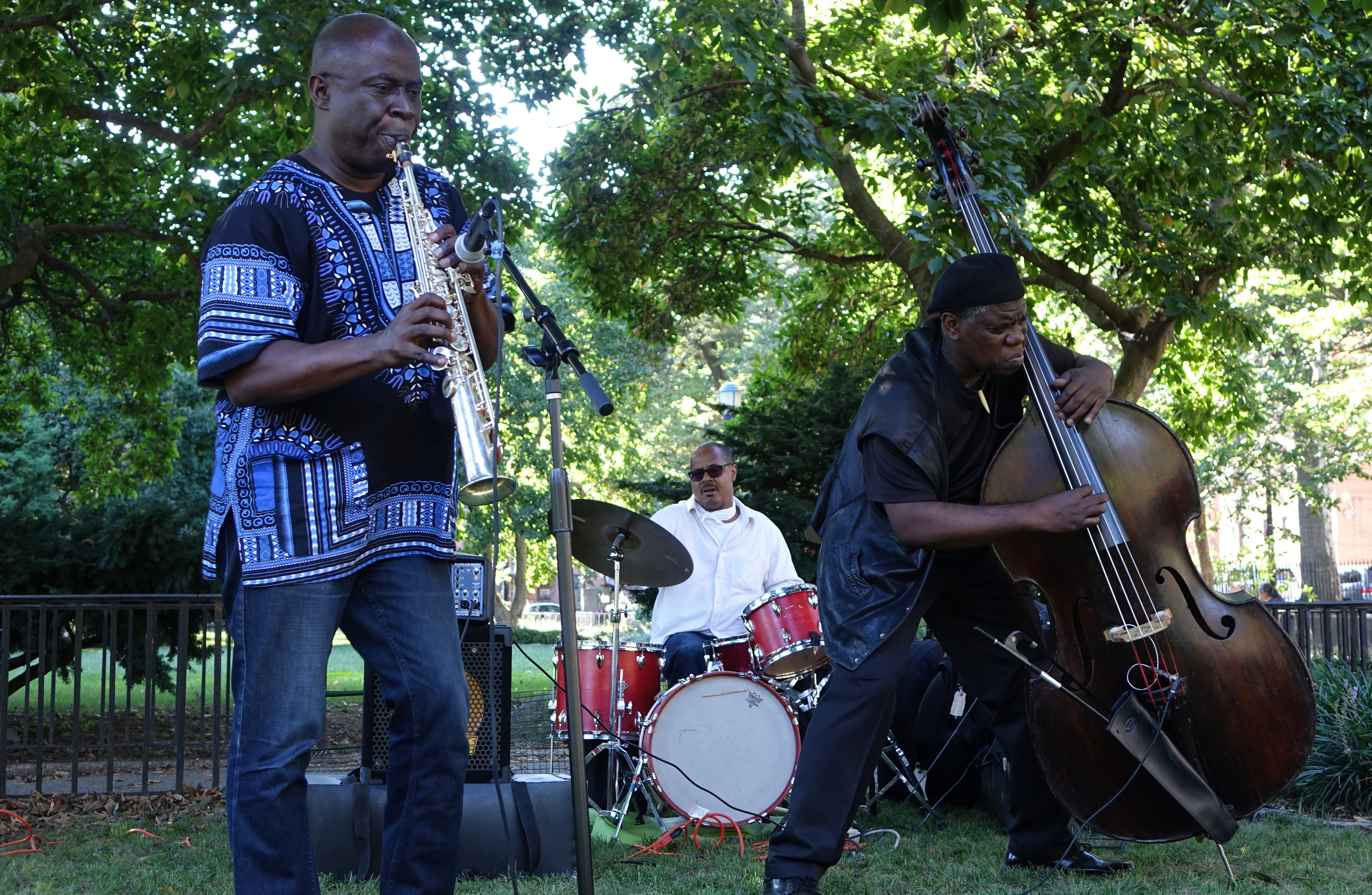 Sam Newsome, Reggie Nicholson and Hilliard Greene in Corlears Hook Park in September 2017