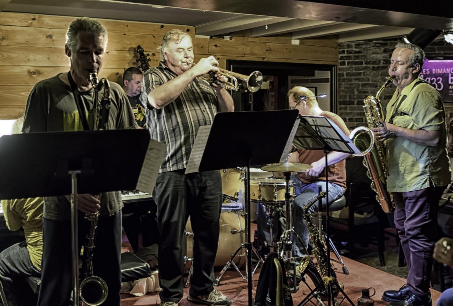 Matthieu Bélanger, Normand Guilbeault, Ivanhoe Jolicoeur, Claude Lavergne And Jean Derome With The Normand Guilbeault Ensemble Hommage A Mingus At The Montreal International Jazz Festival 2016