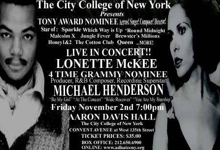 In Concert! Michael Henderson*Lonette Mckee! NYC!