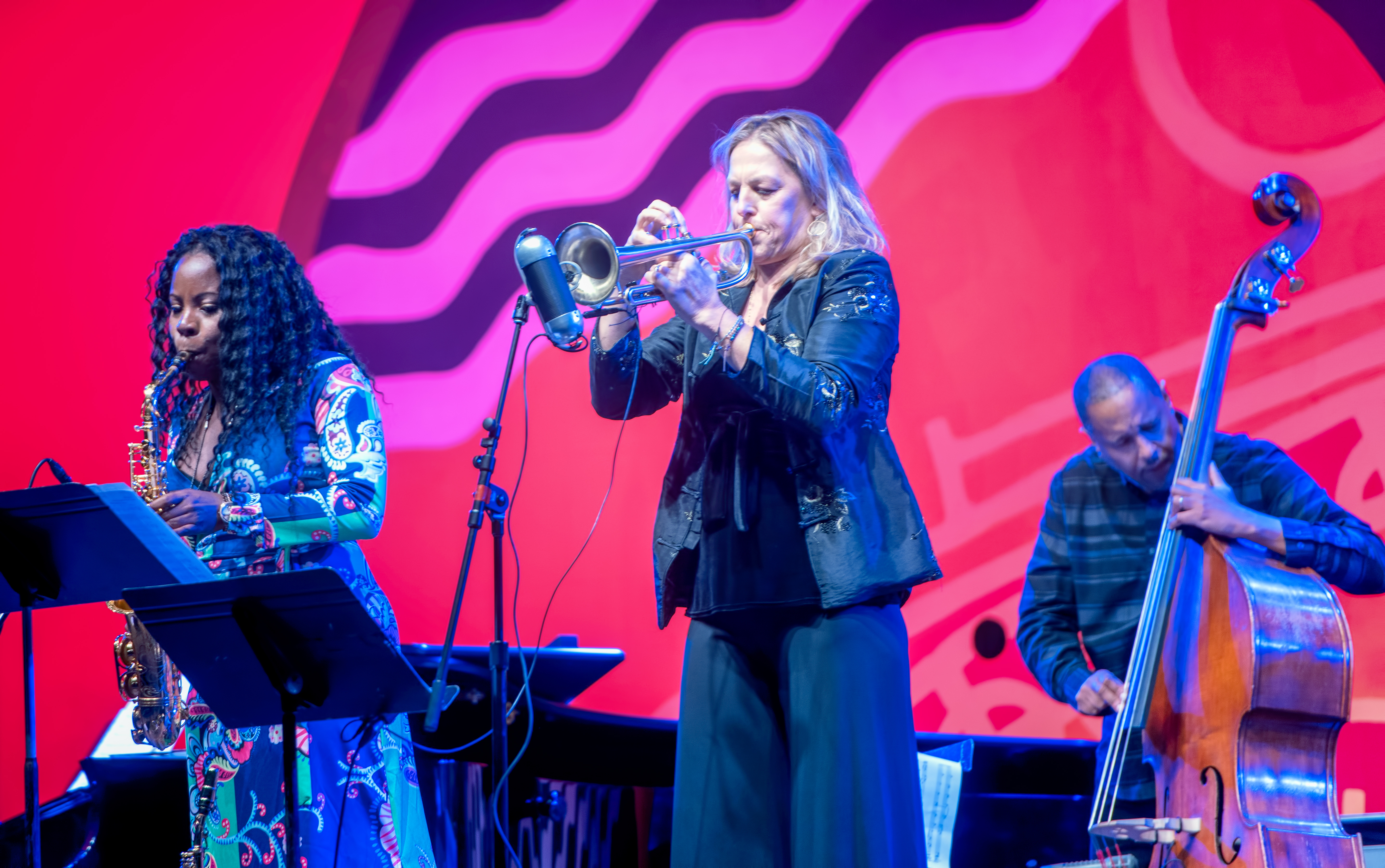 Tia Fuller,  Ingrid Jensen and Robert Hurst with a Tribute to Geri Allen at the Monterey Jazz Festival 2018