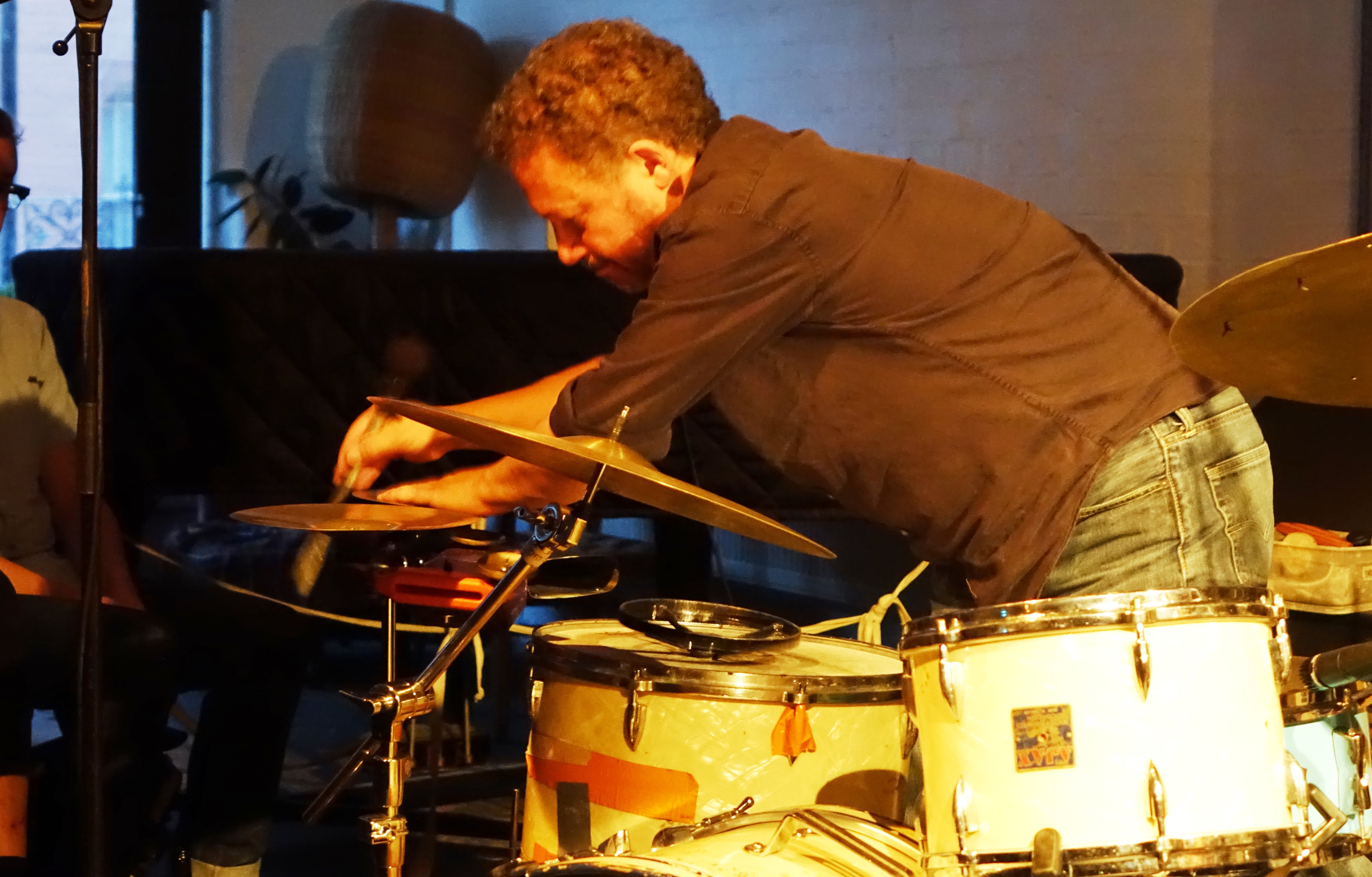 Mark Sanders at Cafe Oto, London in August 2018