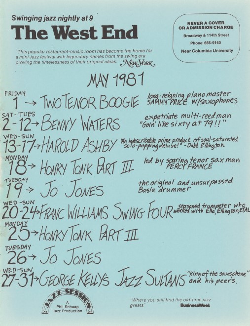West End Calendar — jazz photo by Daniel Gould | All About Jazz