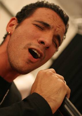 Roberto Pulido with "Batambo" 'S Soundcheck at the Kilimandjaro Festival, Thonon-Les-Bains, France, 2005