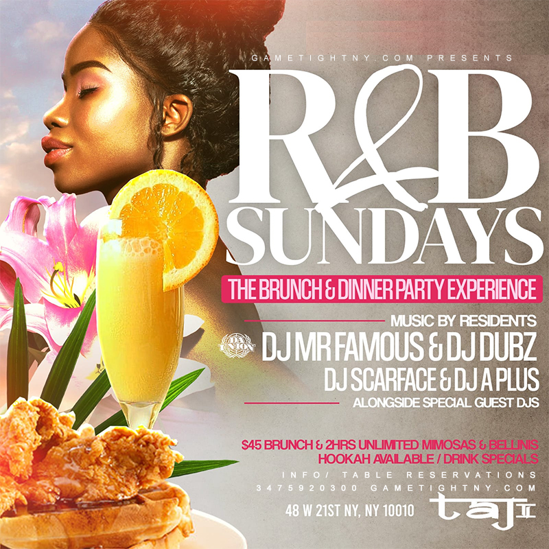 Taj Nyc Sunday Bottomless Brunch & Day Party 2021