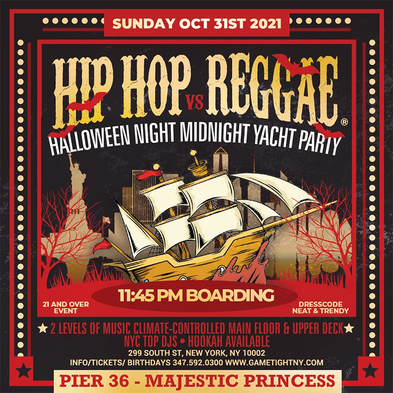 Nyc Halloween Midnight Yacht Hip Hop Vs Reggae® Pier 36 Majestic Princess