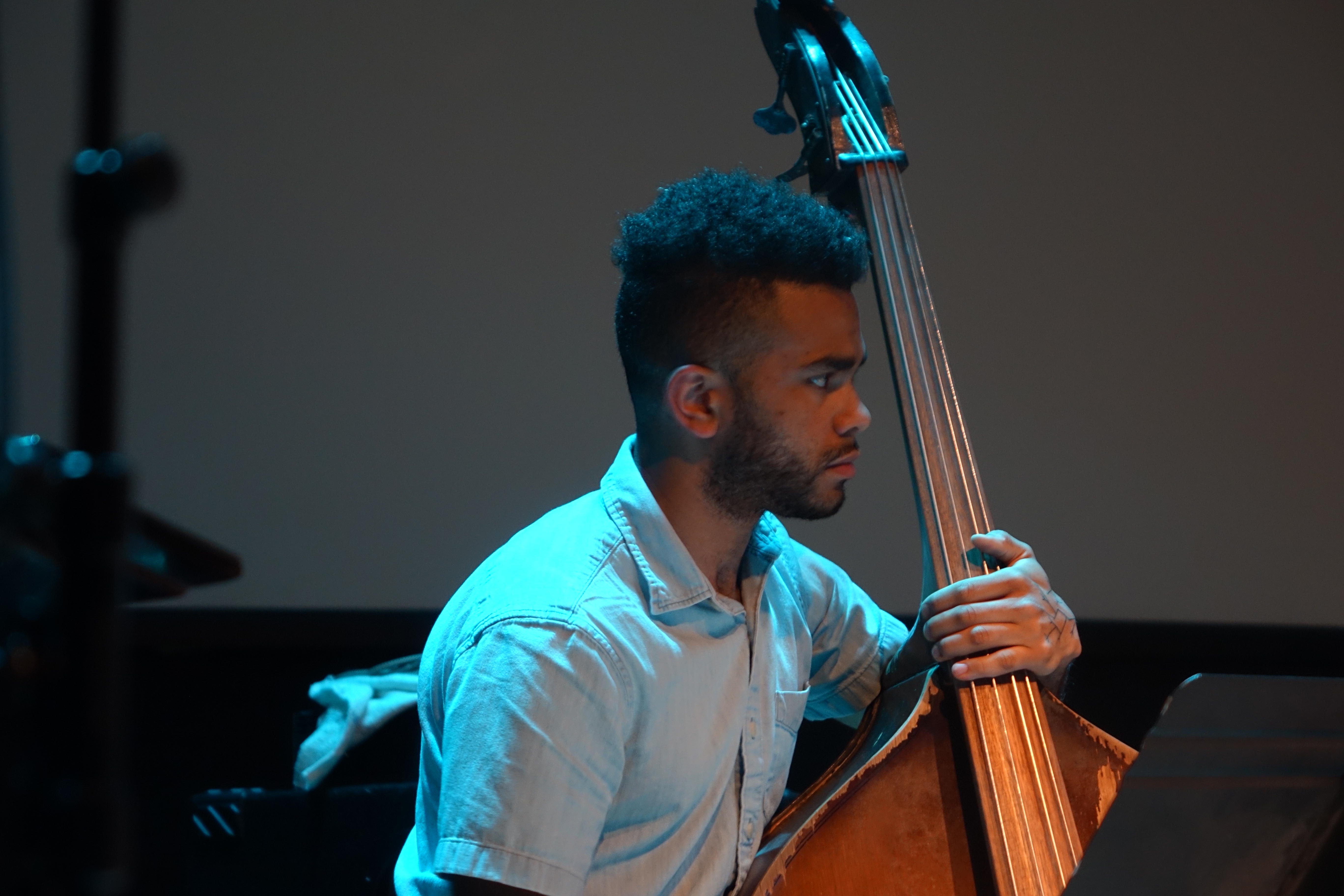 Nick Dunston at the Vision Festival in Roulette, Brooklyn in June 2019