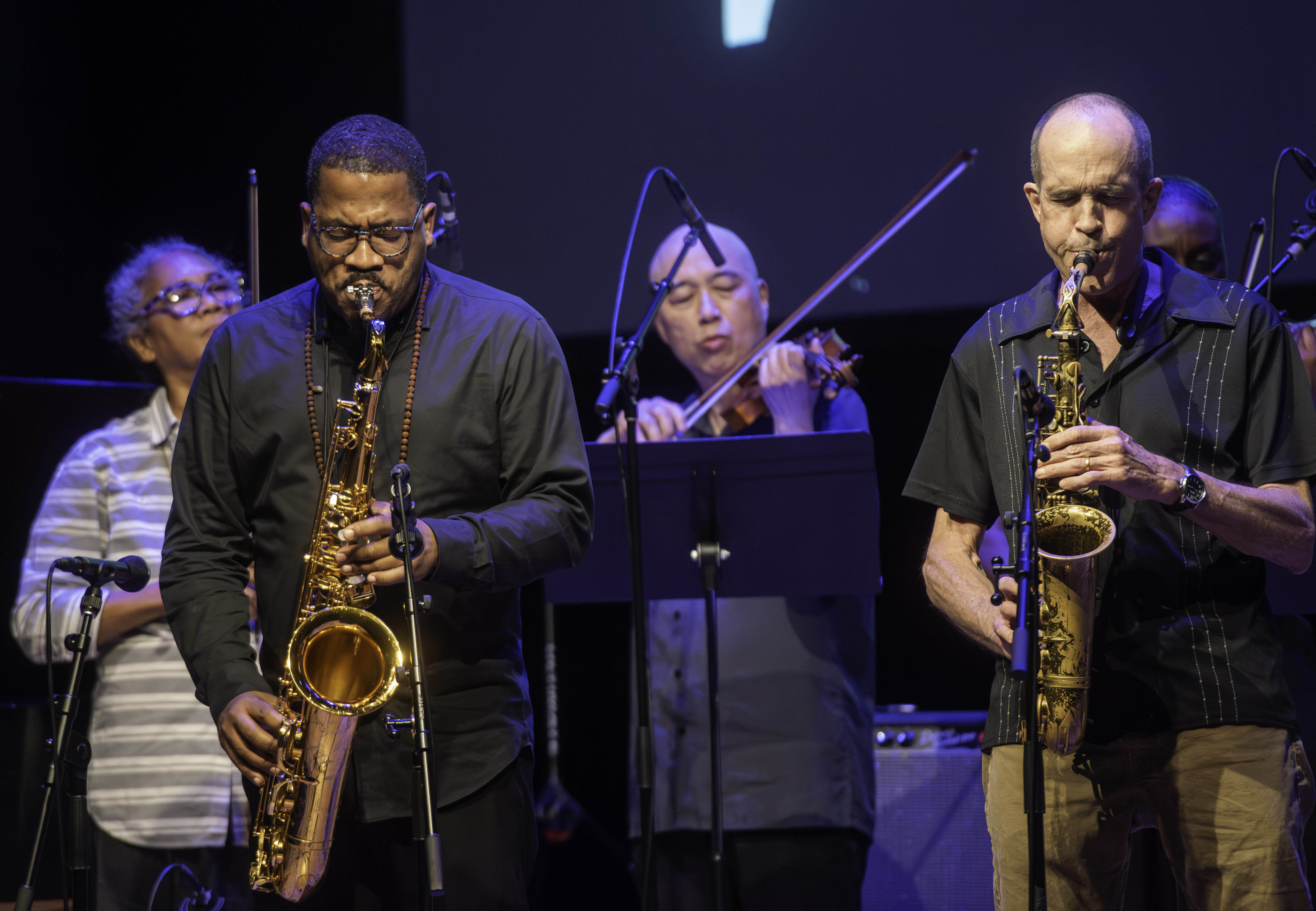 James Brandon Lewis, Jason Kao Hwang And Rob Brown At The Edward "kidd" Jordan Memorial Concert At Roulette In Brooklyn