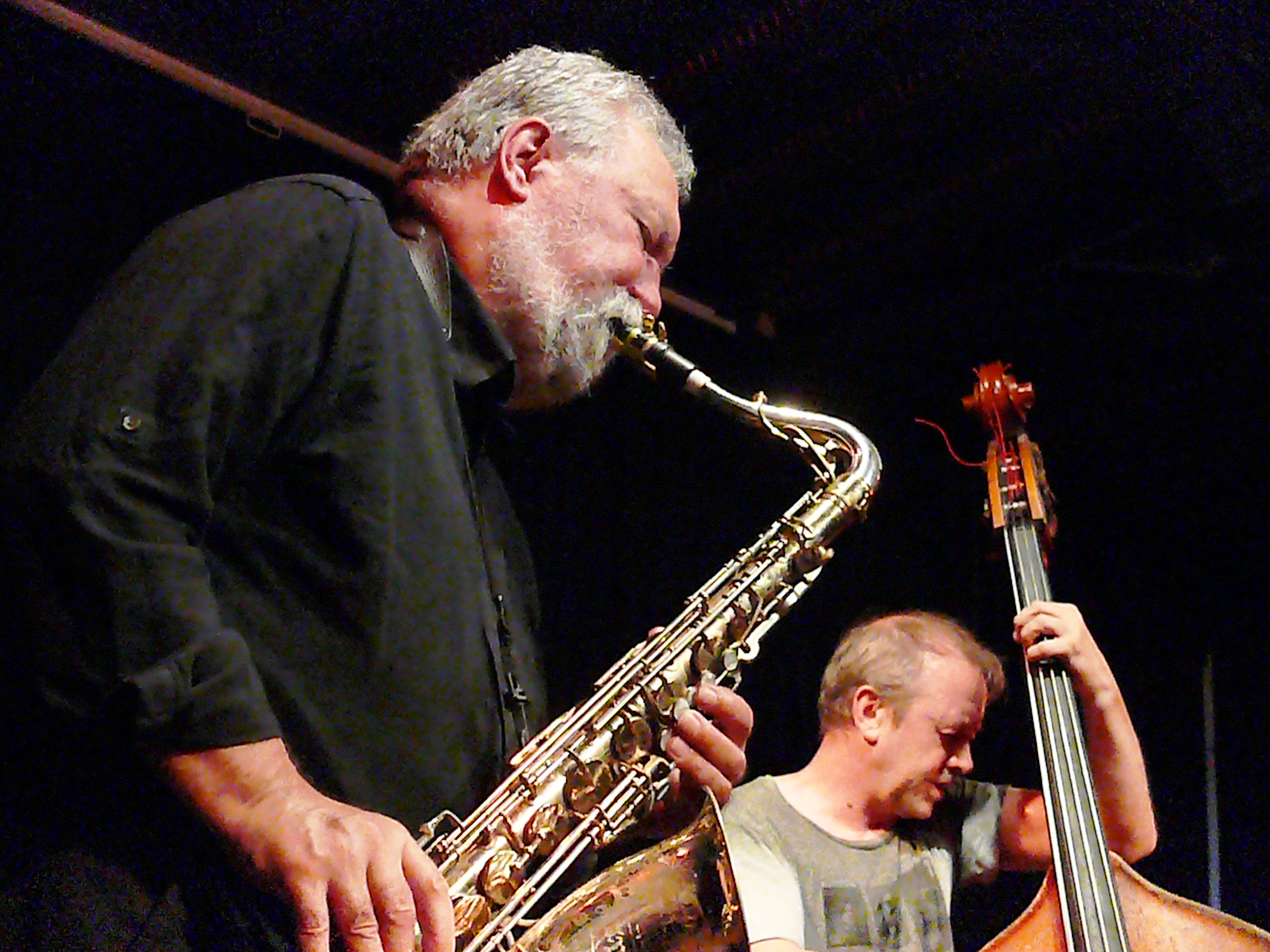 Evan Parker and John Edwards at the Vortex, London in July 2017