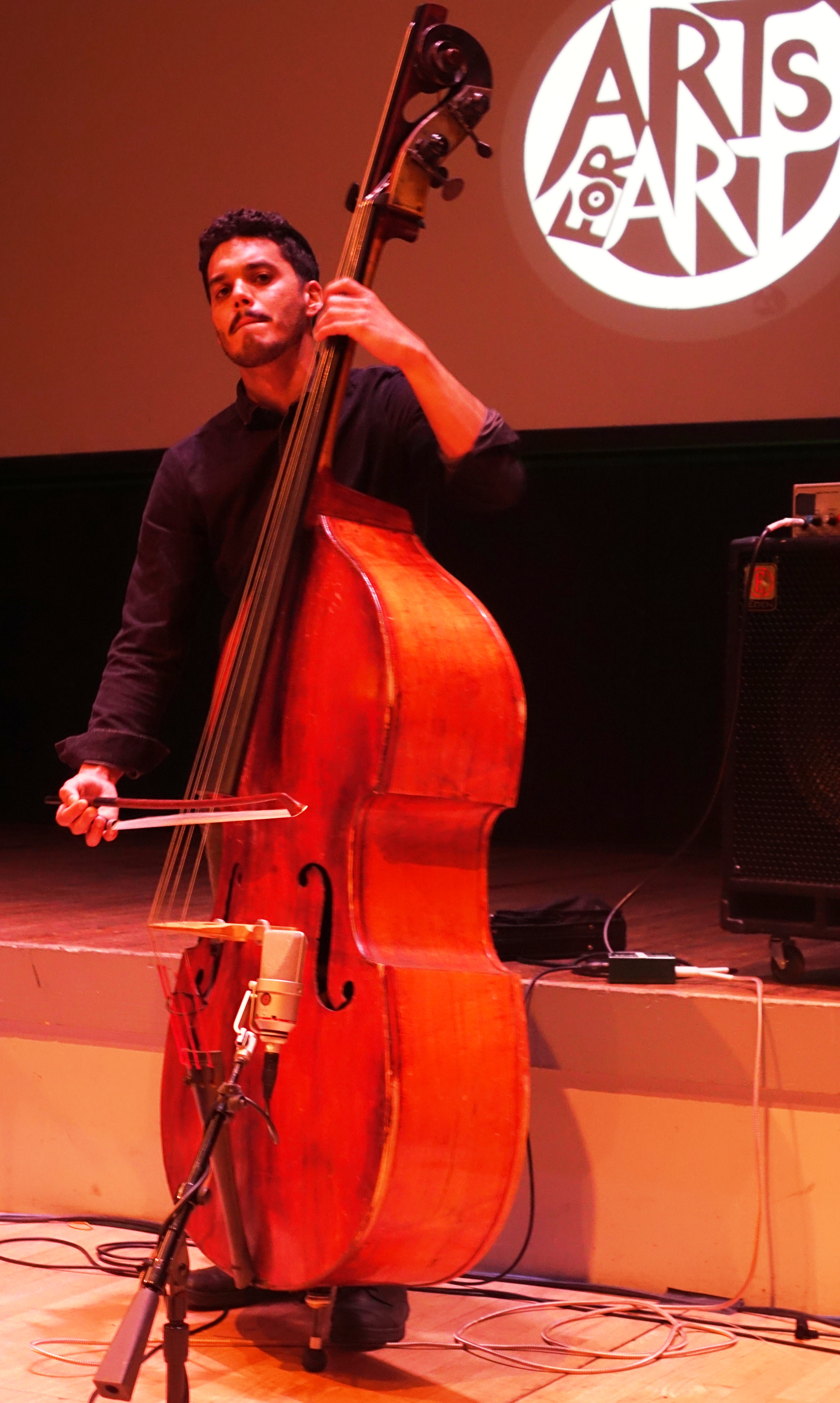 Brandon Lopez at the Vision Festival in Roulette, Brooklyn in June 2019