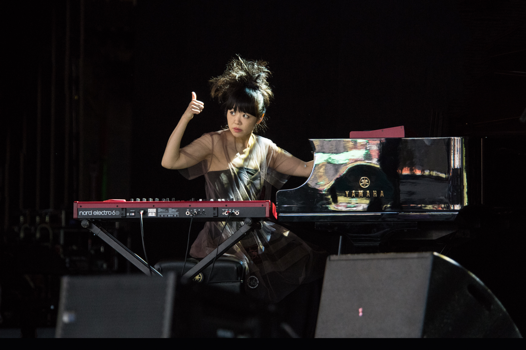  Hiromi Gives A Thumbs Up At The 2023 Freihofer's Saratoga Jazz Festival