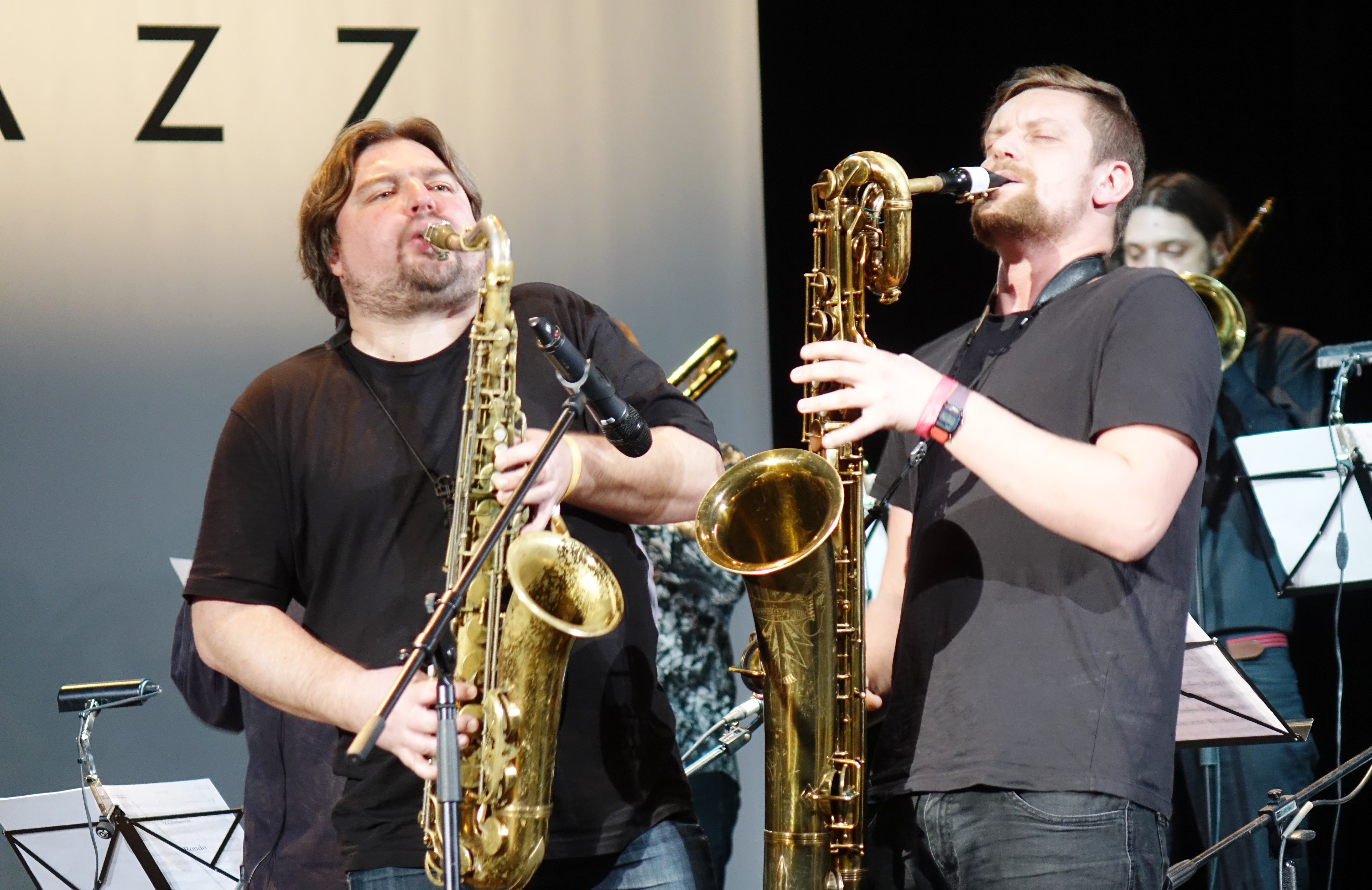 Liudas Mockunas and Klaudijus Stuopinis at the Vilnius Mama Jazz Festival in November 2017