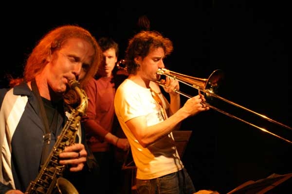 Hayden Chisholm, Nils Wogram and Matt Penman with "Nils Wogram - Root 70" at Amr, Sud Des Alpes, Geneva, Switzerland, 2005