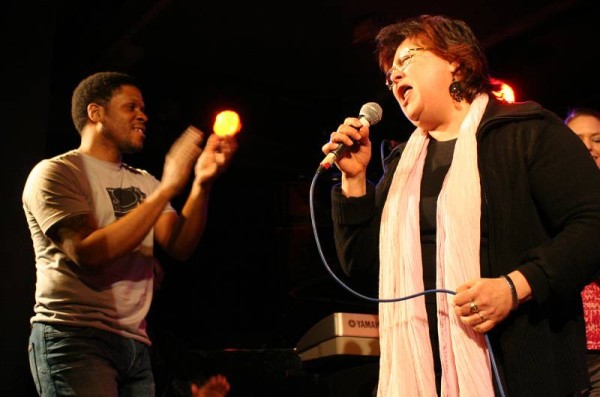 Unknown Singer and Freedom Bremner at "The Screaming Headless Torsos Jam Session" at the Sud Des Alpes, Amr, Geneve, Switzerland