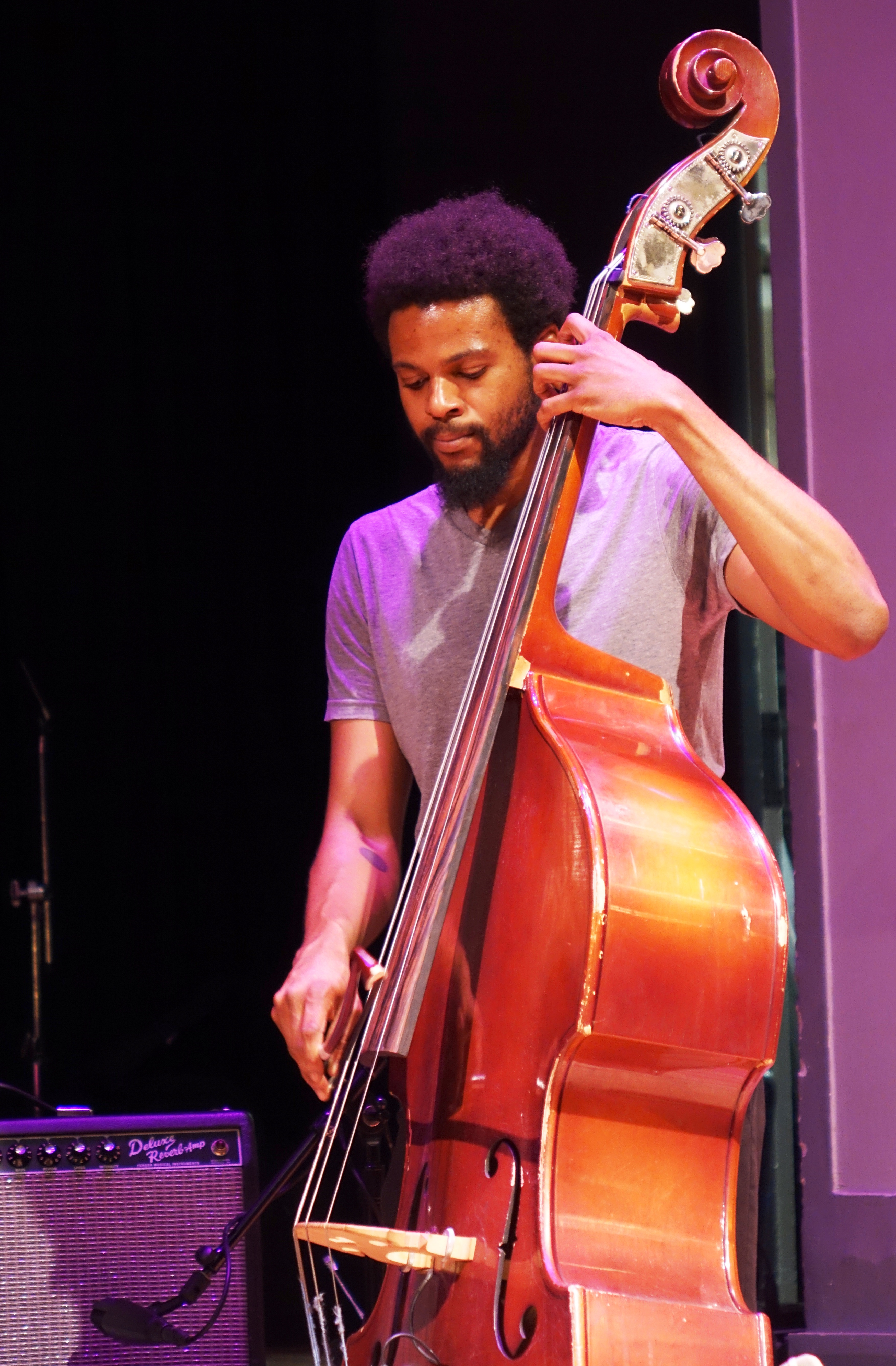 Luke Stewart at the Vision Festival at Roulette, Brooklyn in May 2018