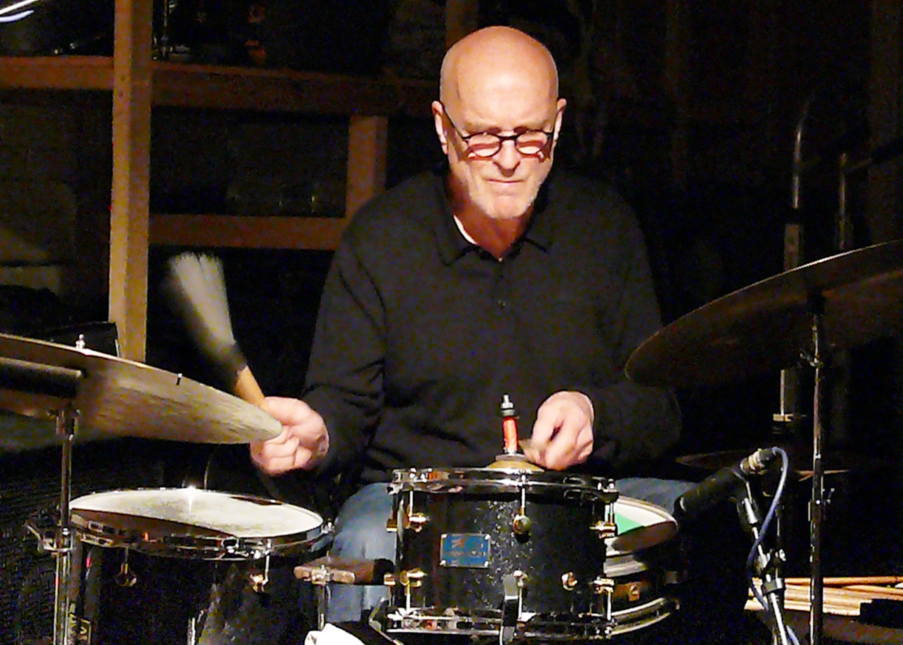 Roger Turner at Cafe Oto, London in July 2017