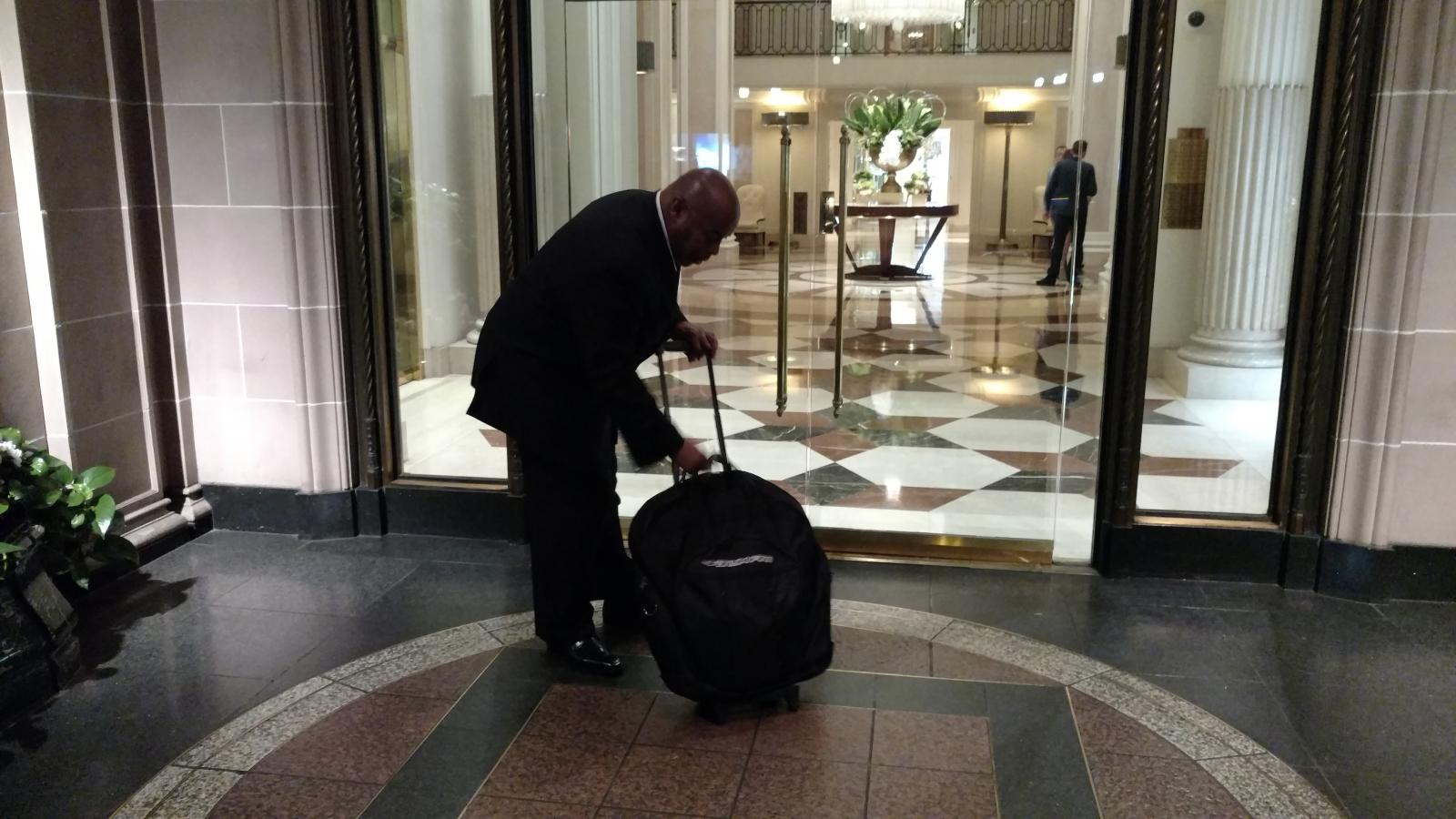 Larry pictured with his Onstage - Drumfire Rolling Cymbal Trolley