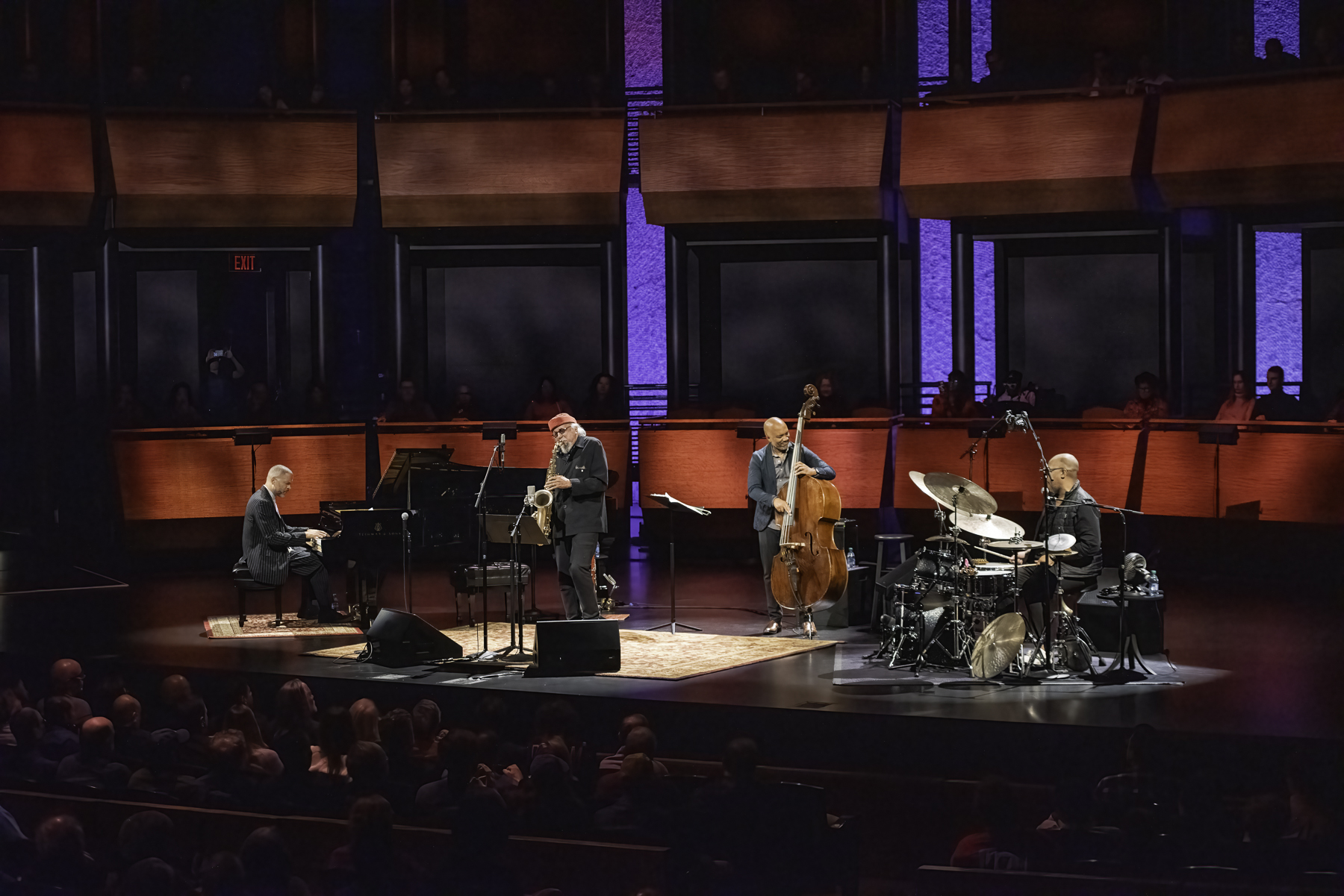 Jason Moran, Reuben Rogers, and Eric Harland with Charles Lloyd at Rose Theater in Jazz at Lincoln Center