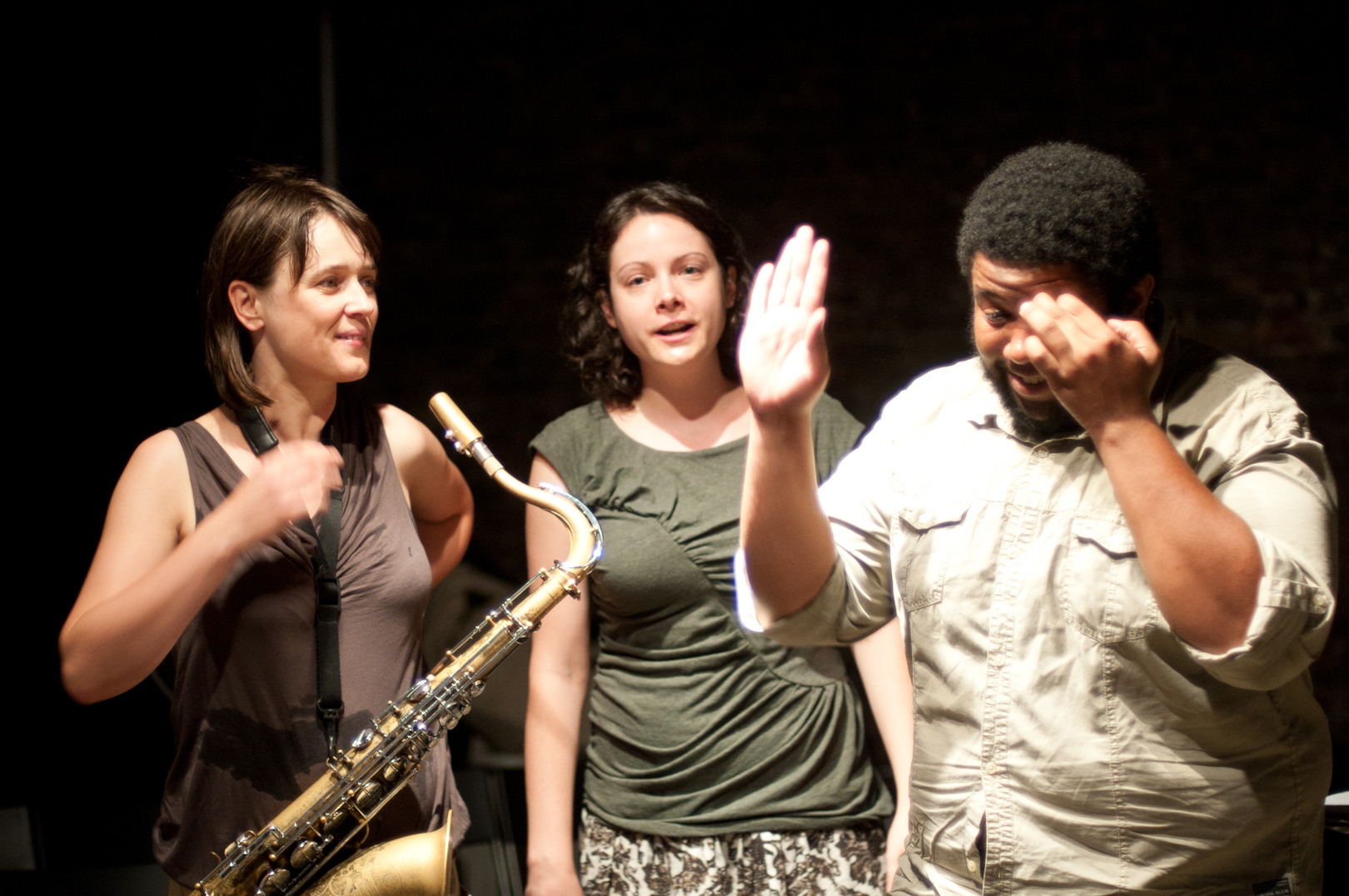 Ingrid Laubrock, Kris Davis and Tyshawn Sorey at the Stone