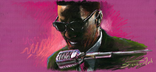 Ray Charls.Pastel on Paper.33x70cm.2006