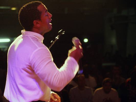 Michel Valdez with "Batambo"at the Kilimandjaro Festival, Thonon-Les-Bains, France, 2005
